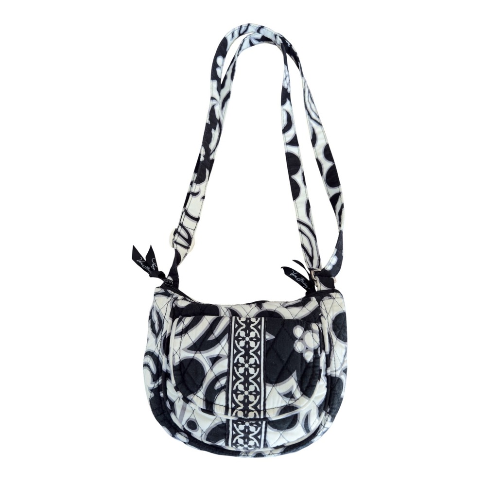 Vera Bradley Night and Day Quilted Crossbody Bag Black White Small Messenger